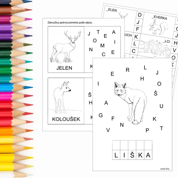 UČÍME SE PÍSMENKA - ZVÍŘÁTKA V LESE 1