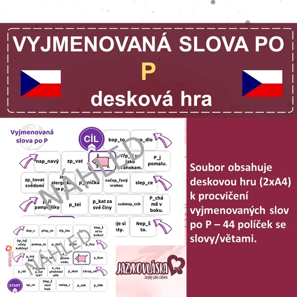 Vyjmenovaná slova po P hra 1