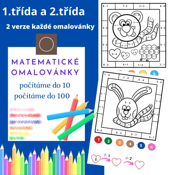Matematické omalovánky se zvířátky (počítáme do 10 a do 100 bez přechodu) 1