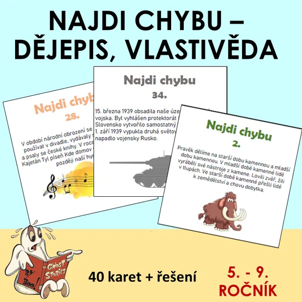 Najdi chybu - české dějiny - kartičky 1