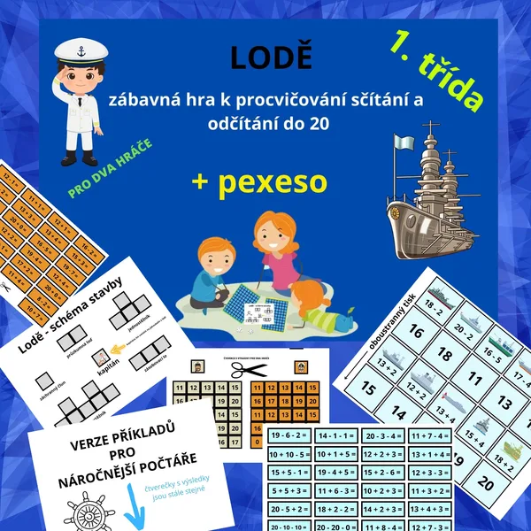 LODĚ - zábavná hra k procvičování sčítání a odčítání do 20 (2 verze) + pexeso 1