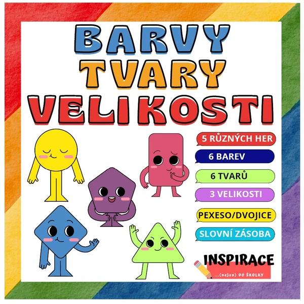 Výuková hra: TVARY, BARVY, VELIKOSTI (geometrické tvary) 1