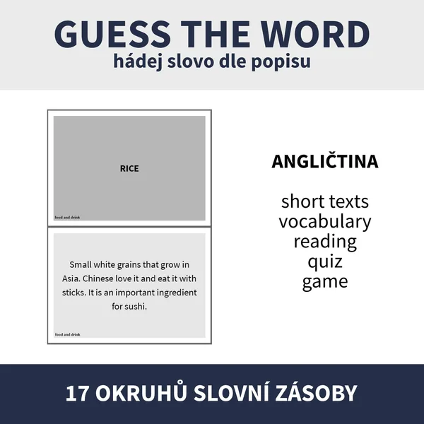 ENG - GUESS THE WORD / KOMPLETNÍ SET 17 TÉMAT (hádej slovo podle popisu) 1