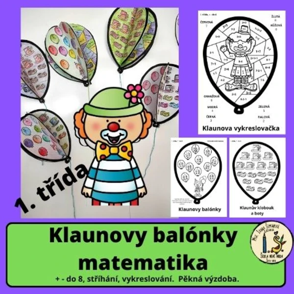 Klaunovy balónky -  matematika  - 1. třída 1