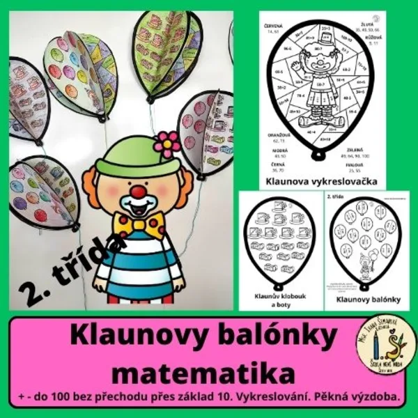 Klaunovy balónky -  matematika  - 2. třída 1