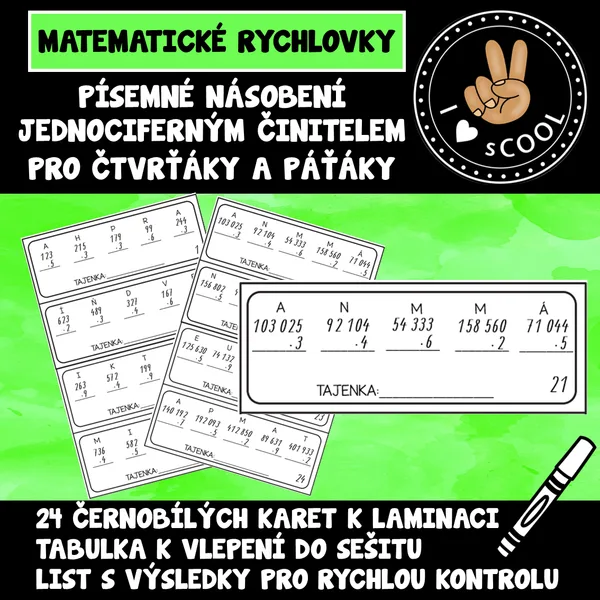 Písemné násobení jednociferným činitelem 1