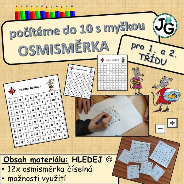 Počítáme do 10 s myškou - osmisměrky 1