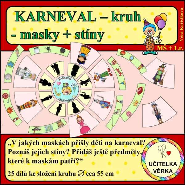 KARNEVAL – MASKY + STÍNY – kruh k sestavení 1