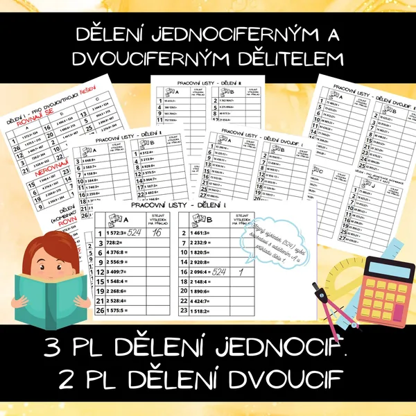 Přirozená čísla - dělení jedno a dvouciferným dělitelem 1