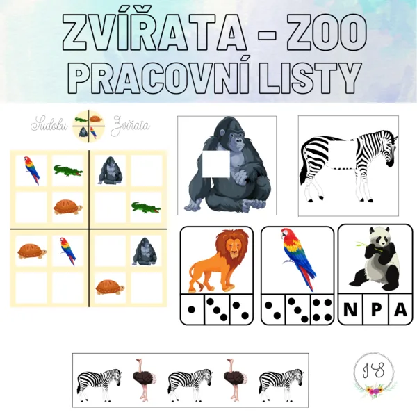 Zvířata Zoo - pracovní listy 1