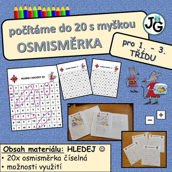 Počítáme do 20 s myškou - osmisměrky 1