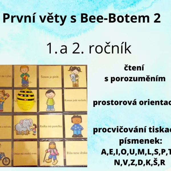 První věty s Bee-Botem 2 (písmena A,E,I,O,U,M,L,S,P,T,J,N,V,Z,D,K,Š,R) 1