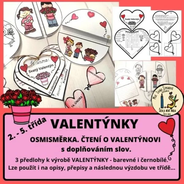 VALENTÝNKY - SRDCE - O VALENTÝNOVI, OSMISMĚRKA. 1