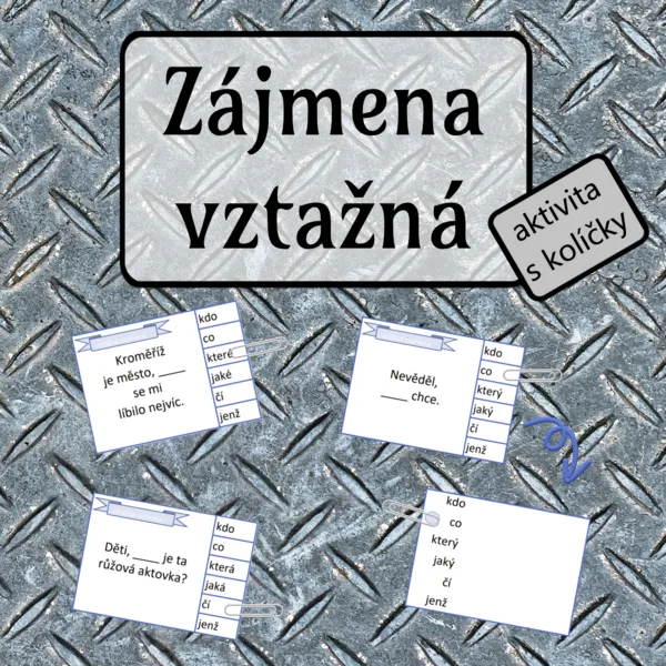 Vztažná zájmena - aktivita s kolíčky 1