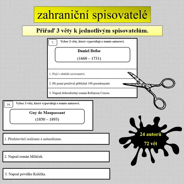 Přiřaď věty k zahraničním autorům 1
