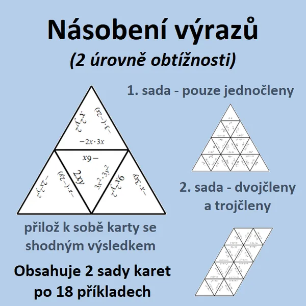 Násobení výrazů (2 úrovně obtížnosti) - mnohočleny 1