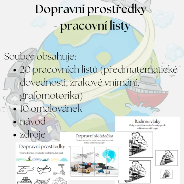 Dopravní prostředky - pracovní listy 1