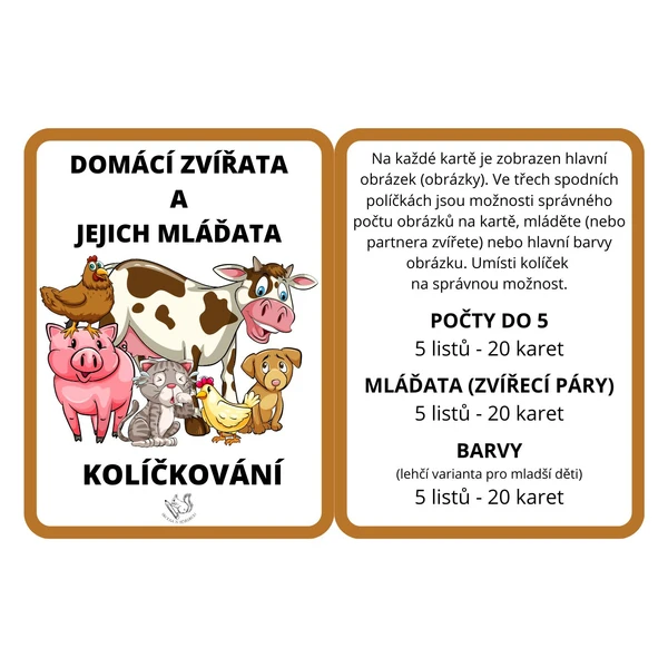 Domácí zvířata a jejich mláďata - kolíčkování 1