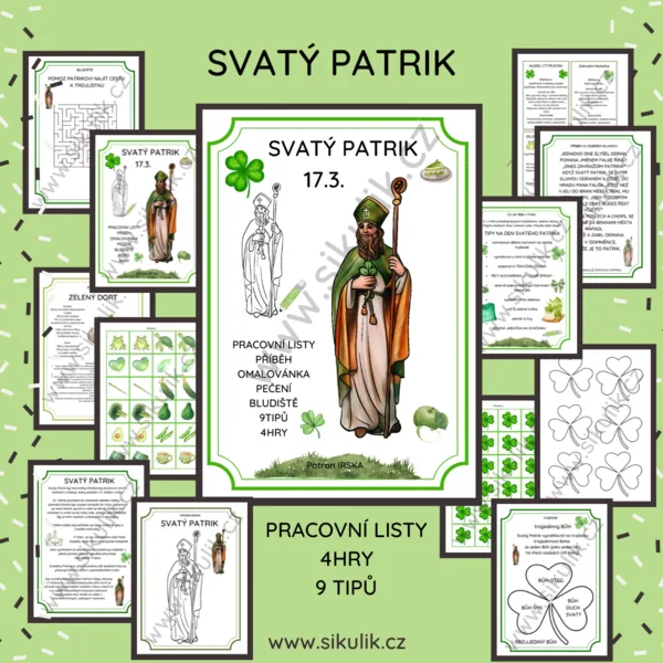 SVATÝ PATRIK PŘÍBĚH, PRACOVNÍ LISTY, 4 HRY A 9 TIPŮ 1