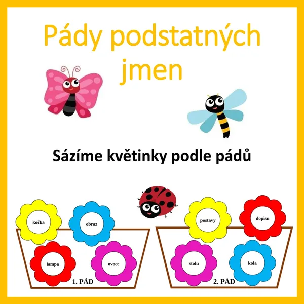 Pády podstatných jmen - květináče 1
