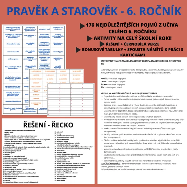 PRAVĚK + STAROVĚK - OPAKOVACÍ KARTIČKY 1