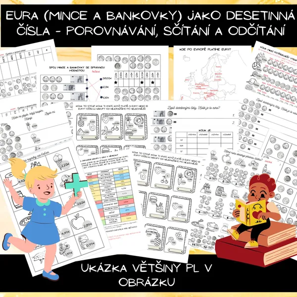 Eura jako desetinná čísla (úvod) - porovnávání, zaokrouhlování, sčítání a odčítání 1