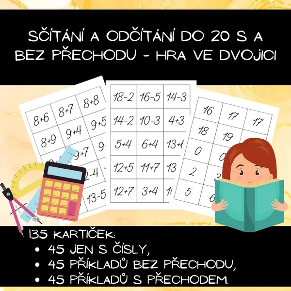 Porovnávání, sčítání a odčítání do 20 s a bez přechodu - hra ve dvojici 1
