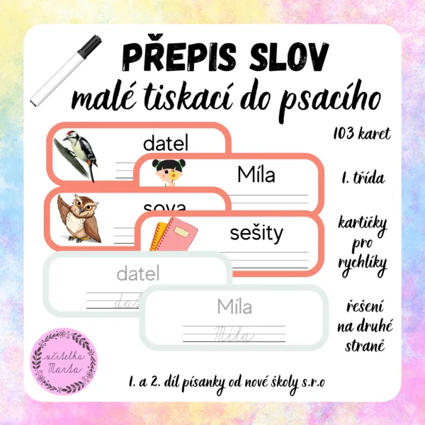 Přepis slov - malé tiskací do psacího 1