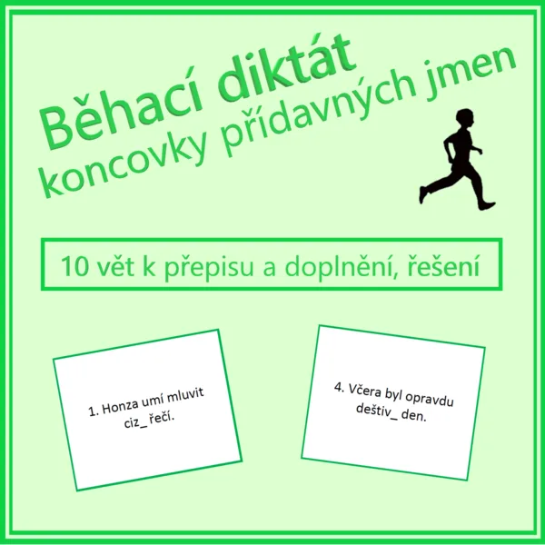 Běhací diktát - koncovky přídavných jmen 1