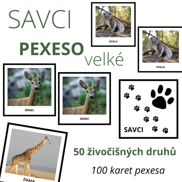 velké PEXESO - SAVCI - 50 druhů 1