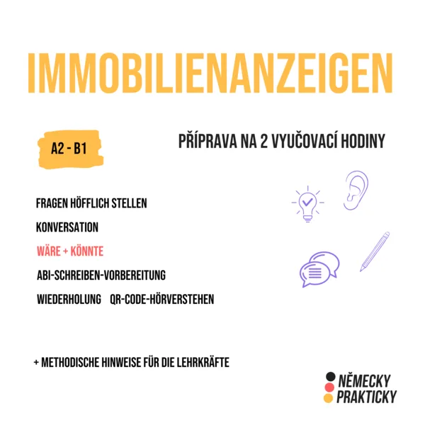 IMMOBILIENANZEIGEN - práce s inzeráty v němčině, příprava na 2 VH 1