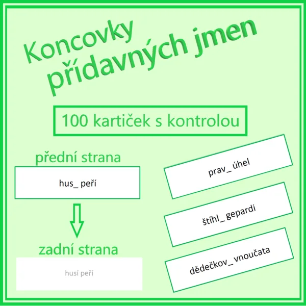 Koncovky přídavných jmen - kartičky 1