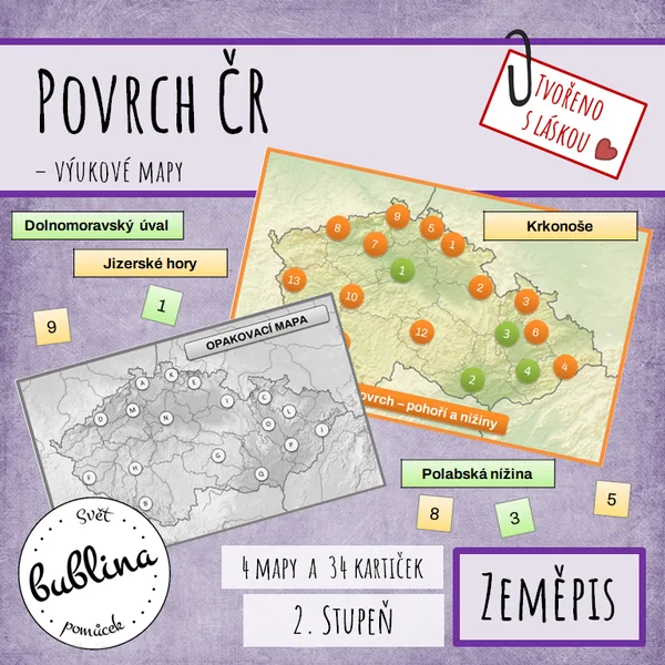 Povrch ČR - výuková mapa 1