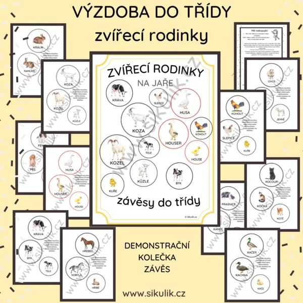 ZVÍŘECÍ RODINKY DEMONSTRAČNÍ KOLEČKA ZÁVĚS 1