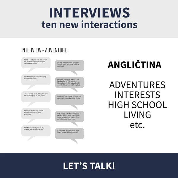 INTERVIEWS III - sada 10 rozhovorů (konverzační aktivita, doplňková aktivita k PRESENT PERFECT) 1