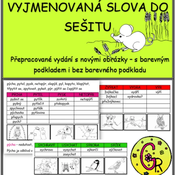 Vyjmenovaná slova do sešitu 1