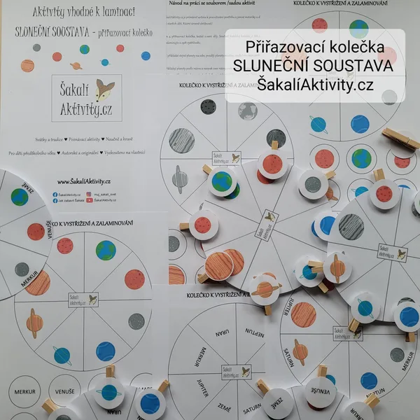Sada aktivit - SLUNEČNÍ SOUSTAVA - PŘIŘAZOVACÍ KOLEČKO 1
