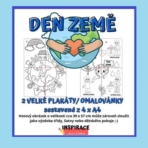 VELKÉ omalovánky/ plakáty DEN ZEMĚ (4xA4) 1