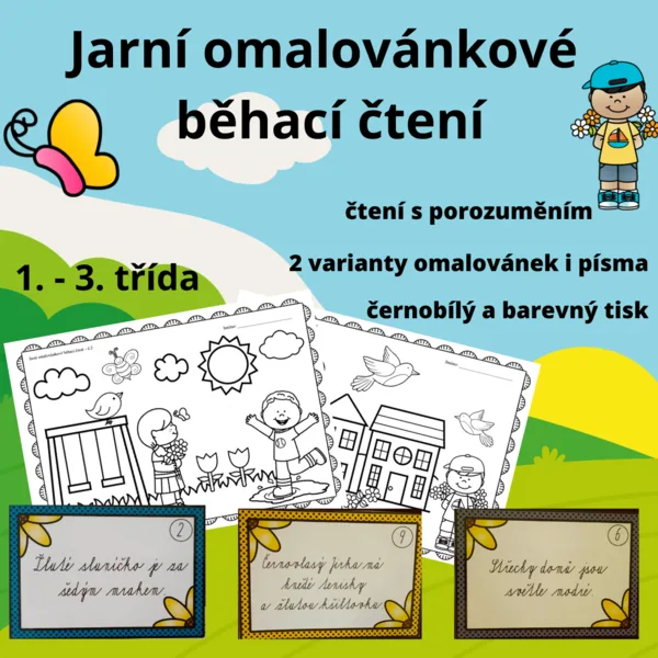 Jarní omalovánkové běhací čtení 1