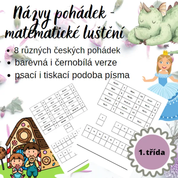 Názvy pohádek - matematické luštění 1