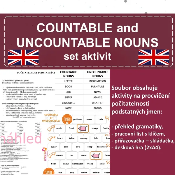 Countable and Uncountable Nouns set aktivit 1