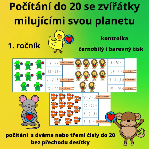 Počítání do 20 se zvířátky milujícími svou planetu 1