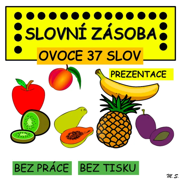 Slovní zásoba v prezentaci - OVOCE / FRUIT - žádný tisk a laminování 1