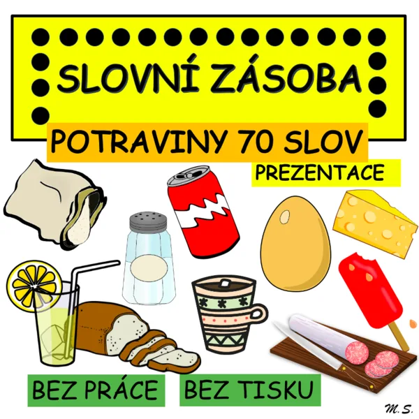 Slovní zásoba v prezentaci - FOOD/POTRAVINY - žádný tisk a laminování 1