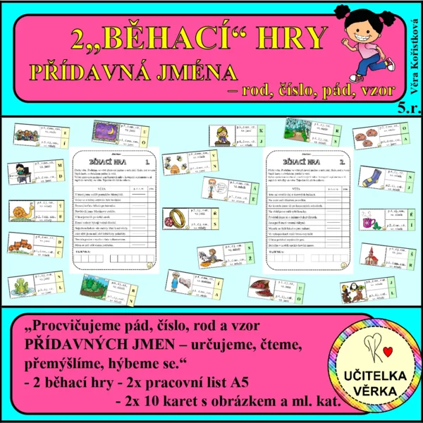 PŘÍDAVNÍ JMÉNA – ROD, ČÍSLO, PÁD, VZOR – 2 běhací hry 1