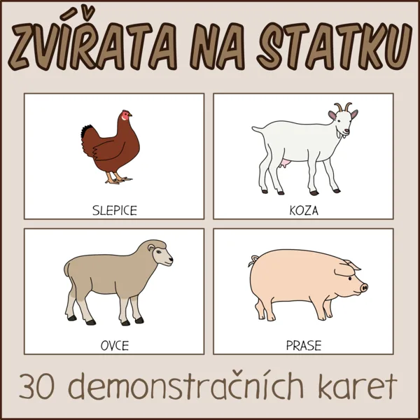 Zvířata na statku - Demonstrační karty 1