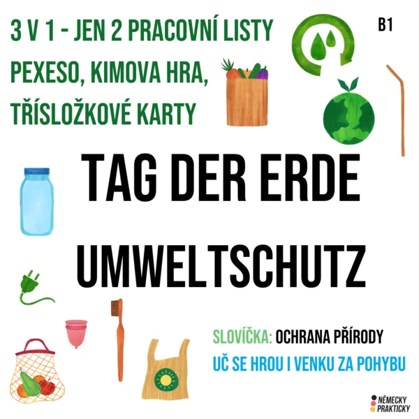 3 v 1: UMWELTSCHUTZ - pexeso, Kimova hra, třísložkové karty 1