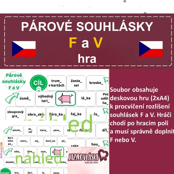 Párové souhlásky F a V hra 1
