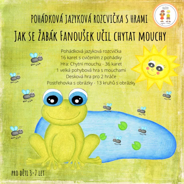Pohádka s pohybem - jazyková rozcvička Jak se žabák Fanoušek učil chytat mouchy s hrami 1