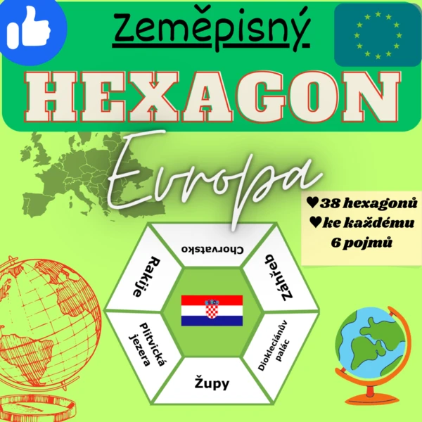 EVROPA - zeměpisné hexagony (38 hexagonů) 1